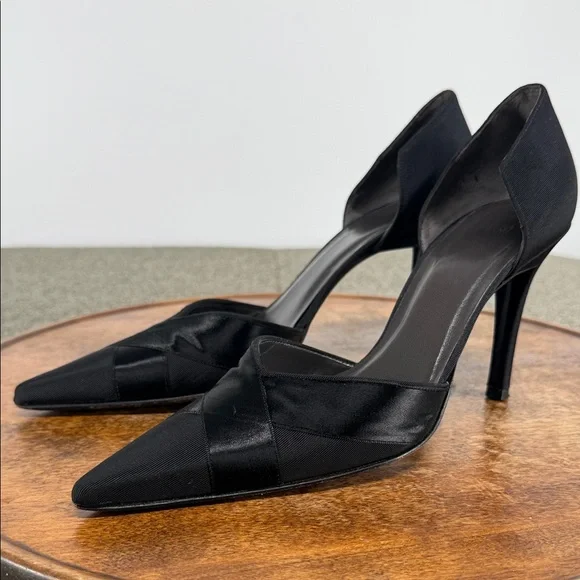 Vera Wang Stuart Weitzman Shoes Wm 7.5M Black Heels Evening Holiday D'Orsay - Picture 1 of 14